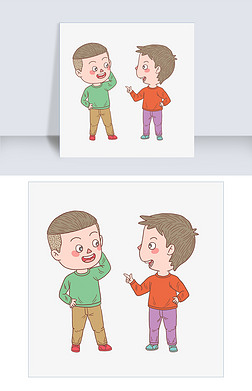 卡通手绘人物朋友聊天