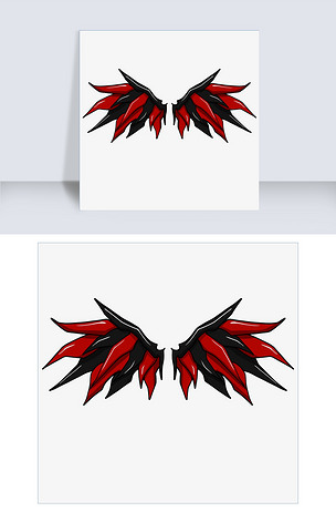 黑红交叉的恶魔之翼插画