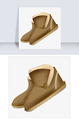 雪地靴插画免抠元素|手绘的雪地靴插画