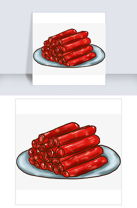手绘冬季食物羊肉卷