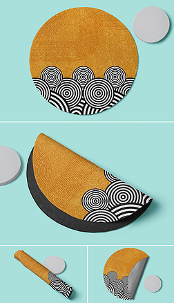 圆形地毯地垫门垫图案设计效果图样机