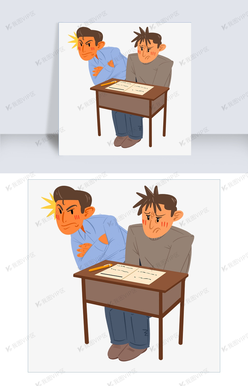 考试人物和桌子插画图片素材(psb格式)免费下载_动漫人物大全-我图网