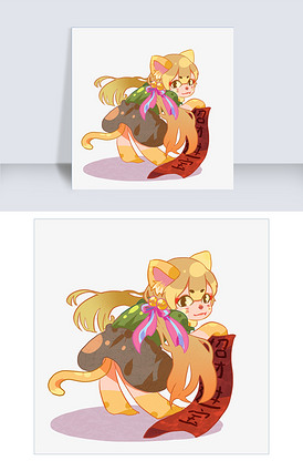 可爱招财猫小女孩