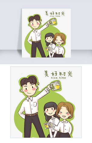 卡通手绘美好时光创意海报