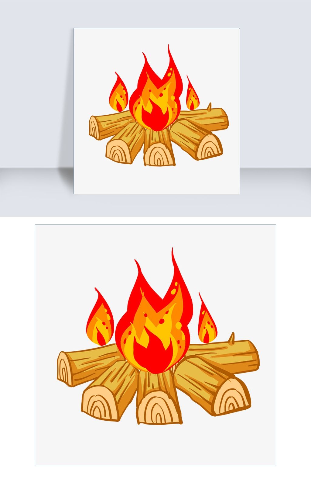 手绘点燃的篝火插画