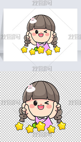 甜美可爱女生女孩手绘卡通人物素材矢量