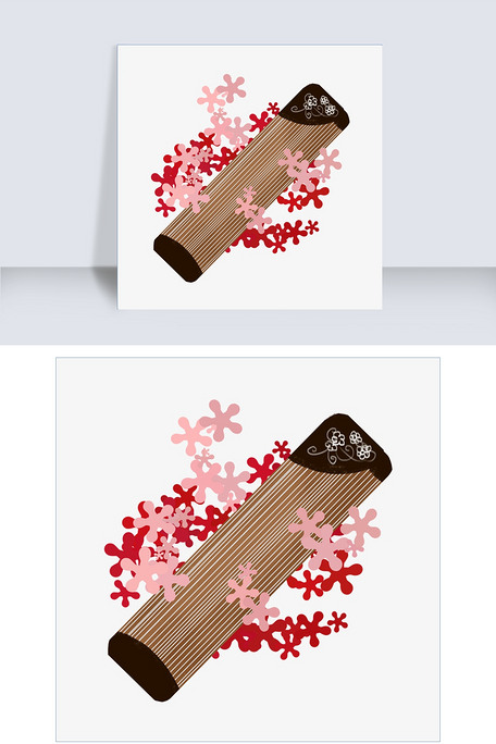 手中国风古琴插画