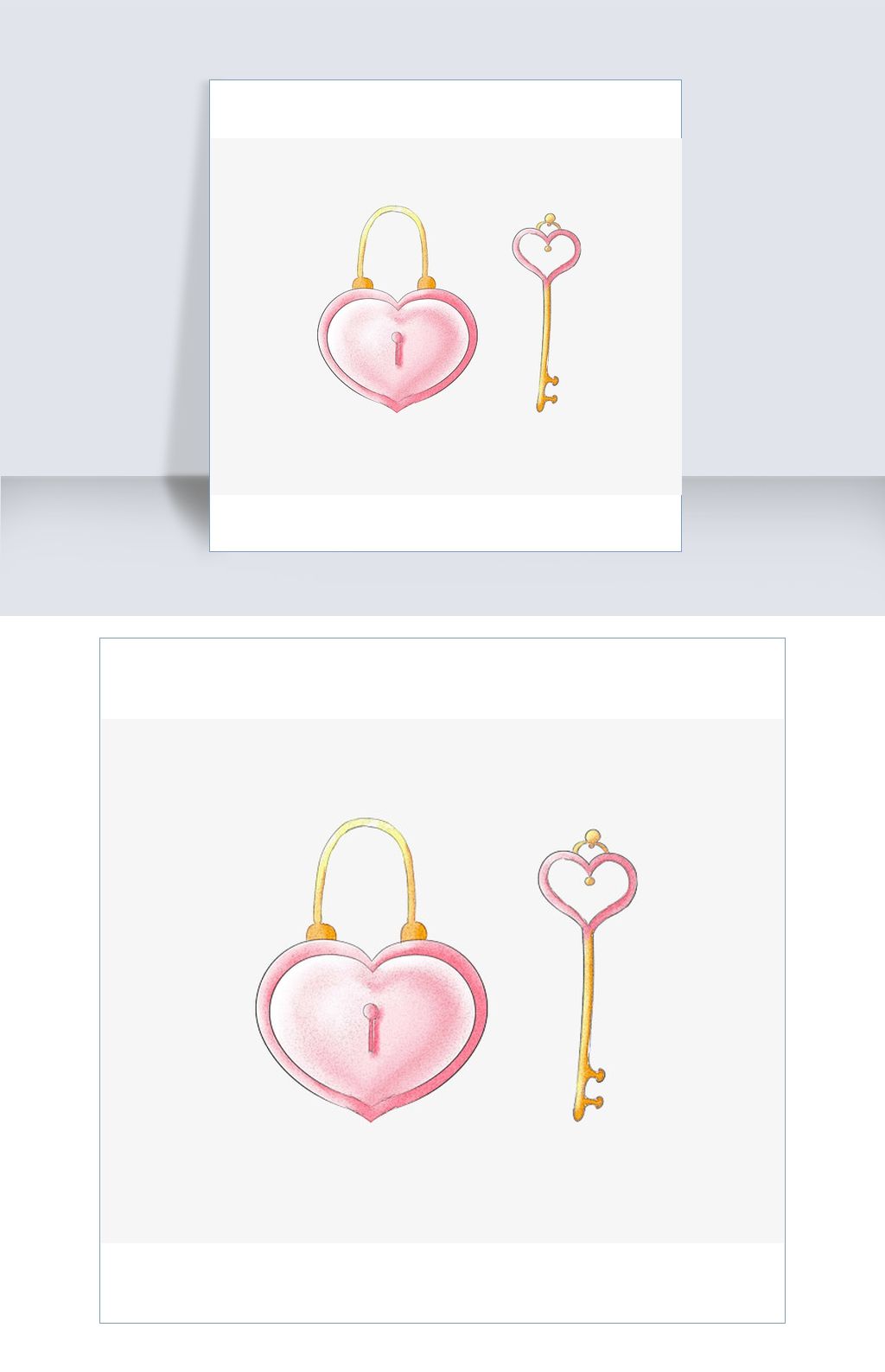 手绘卡通爱情爱心锁