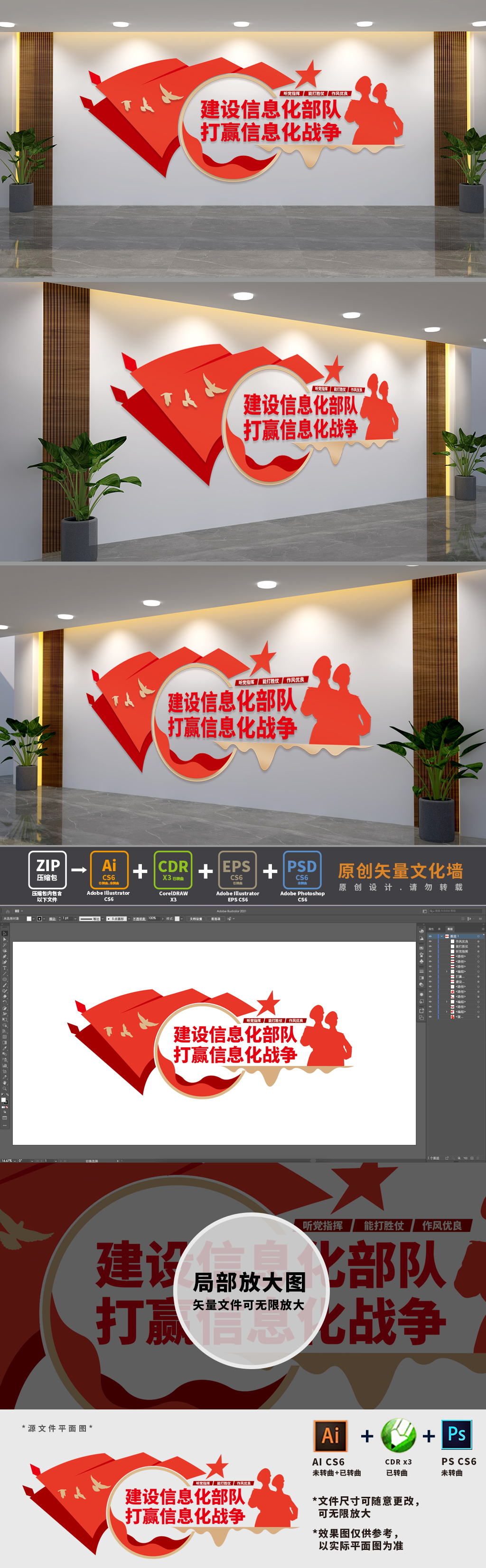 建设信息化部队标语文化墙