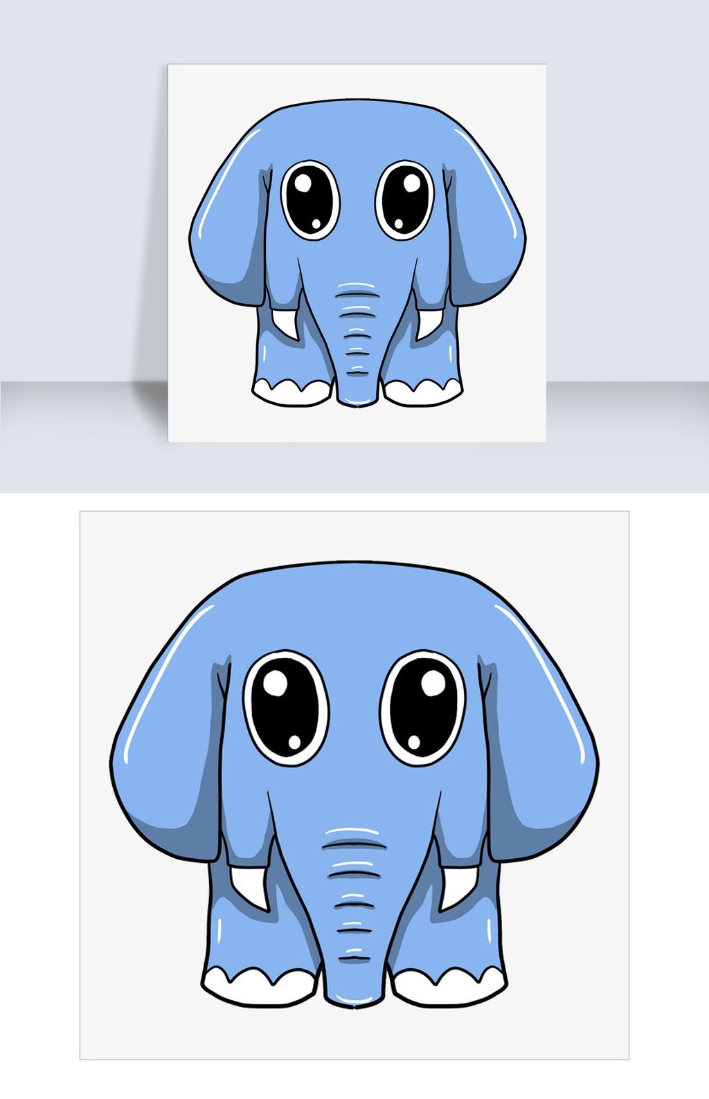 手绘蓝色大象插画
