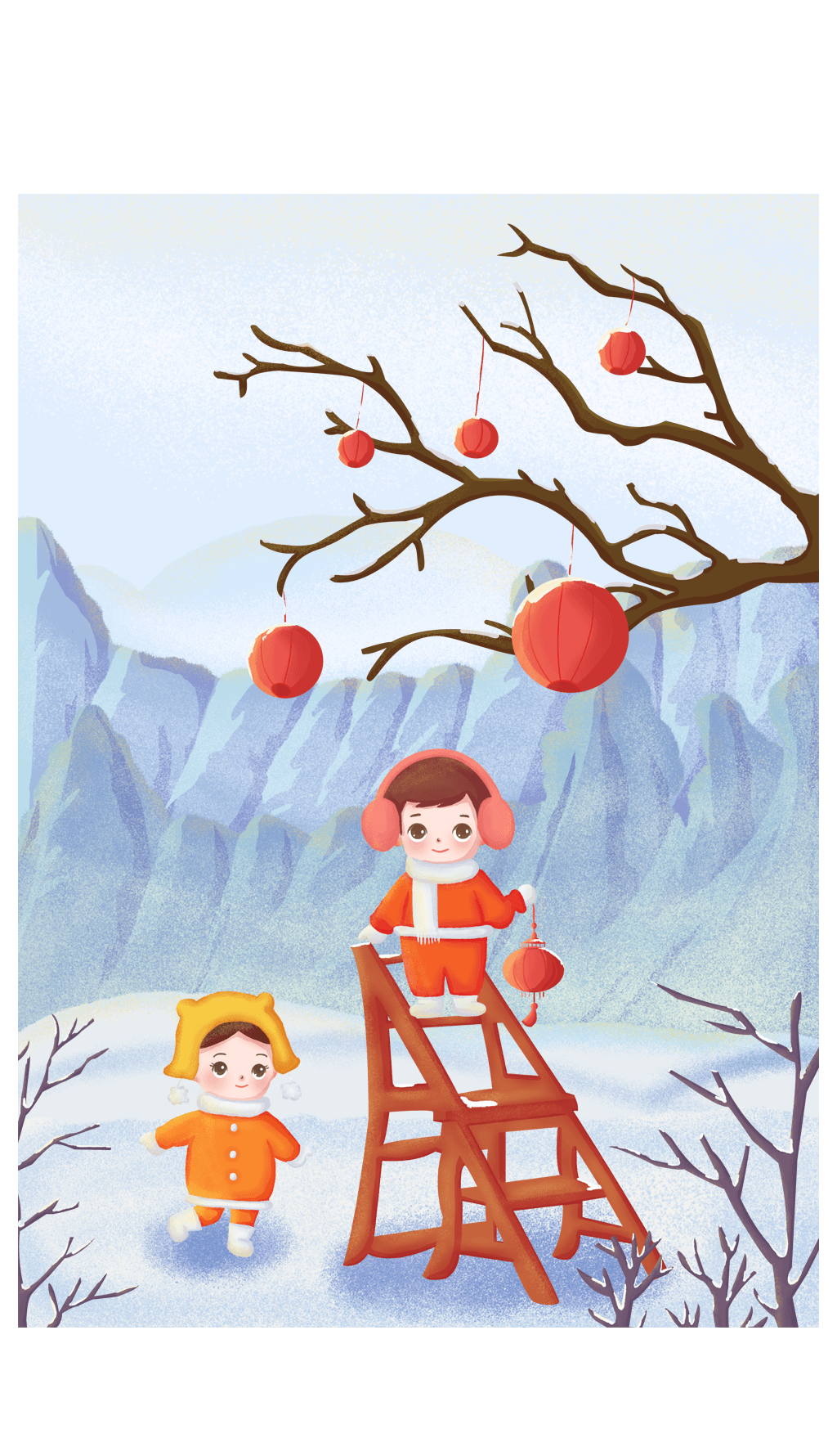 冬季清新冬至插画