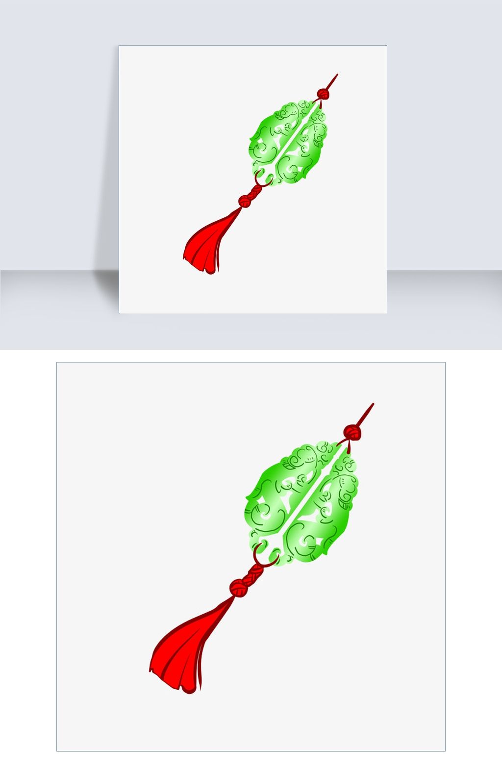 中国风玉佩卡通插画