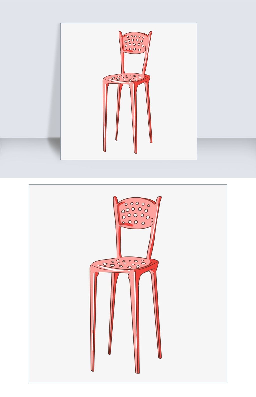 手绘红色椅子插画