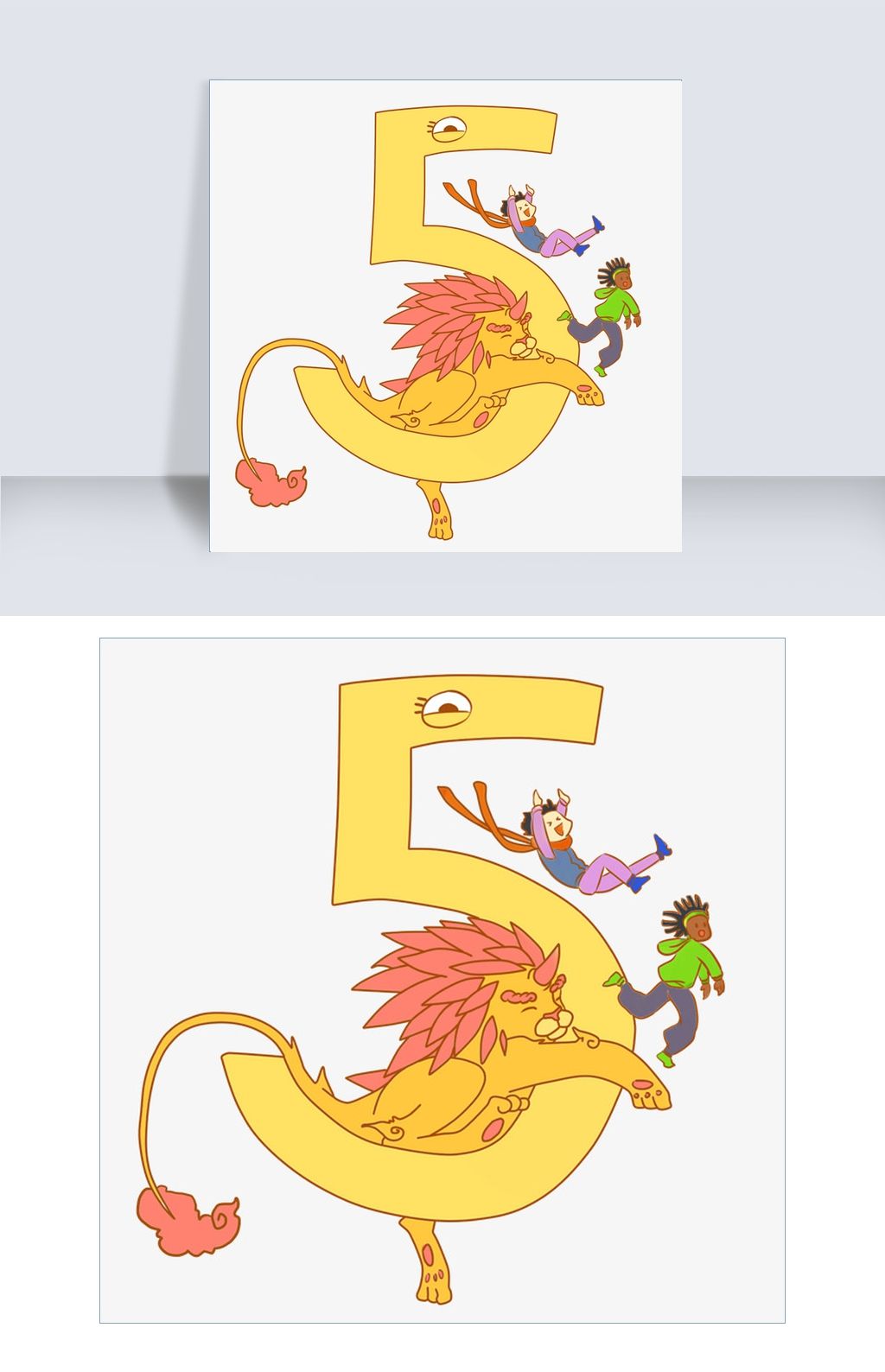 倒计时2019年新年神兽吉祥物烟火数字5