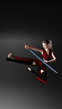 古典美女国风剑客武术模型