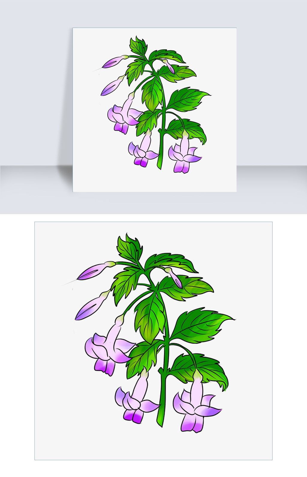 卡通手绘紫色杜鹃花插画