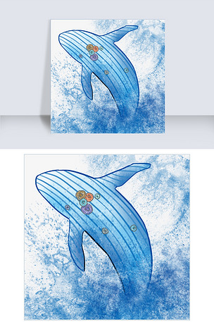 手绘线条鲸鱼插画