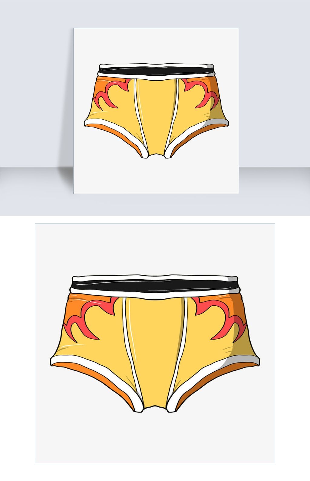 黄色的泳裤手绘插画