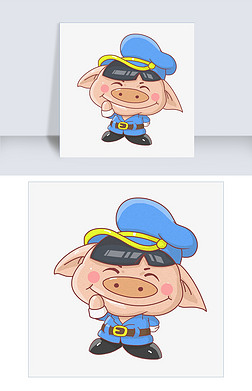 2019猪年彩绘猪可爱卡通警察猪猪免费下载