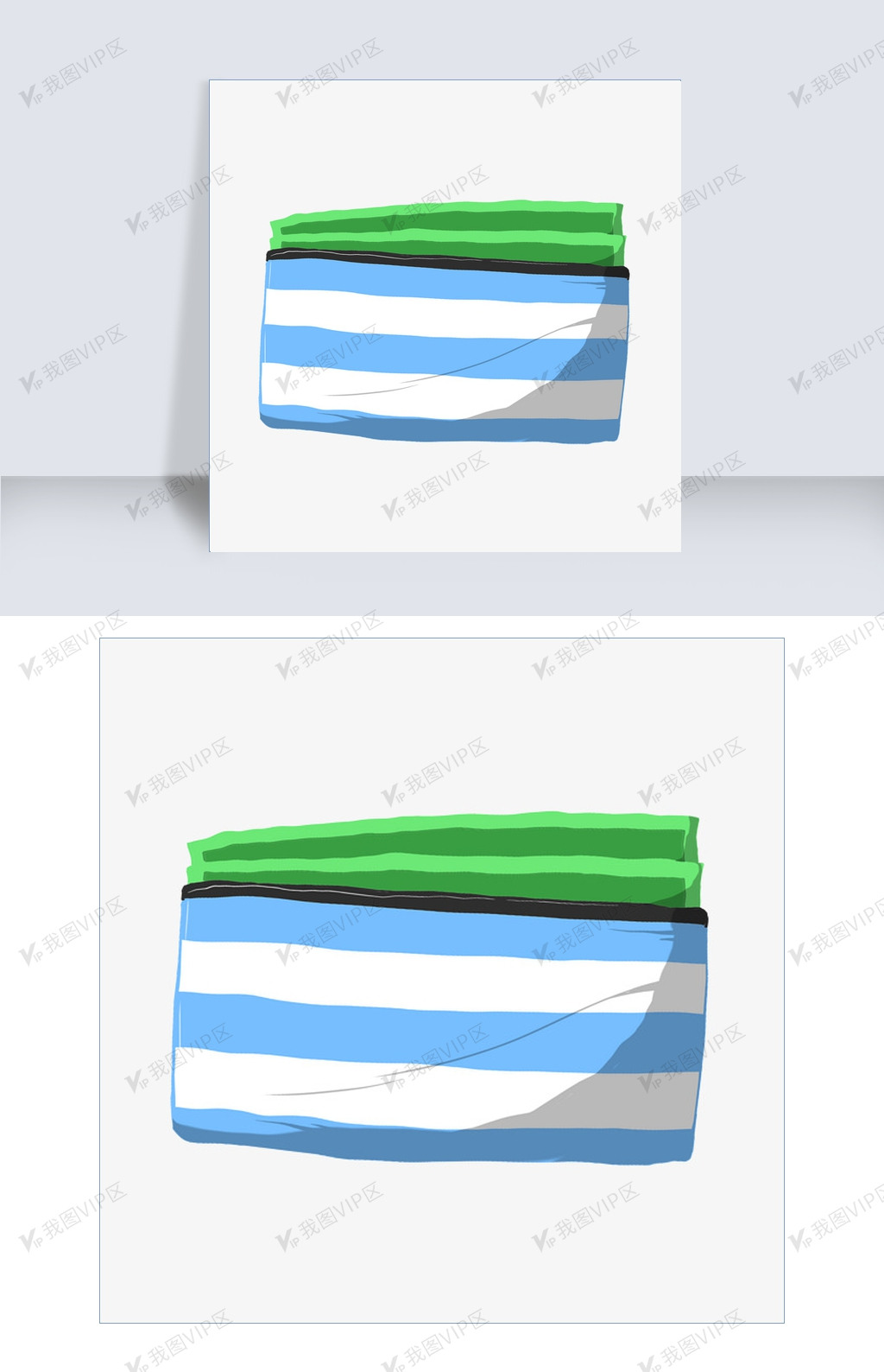 卡通手绘蓝色条纹小包插画