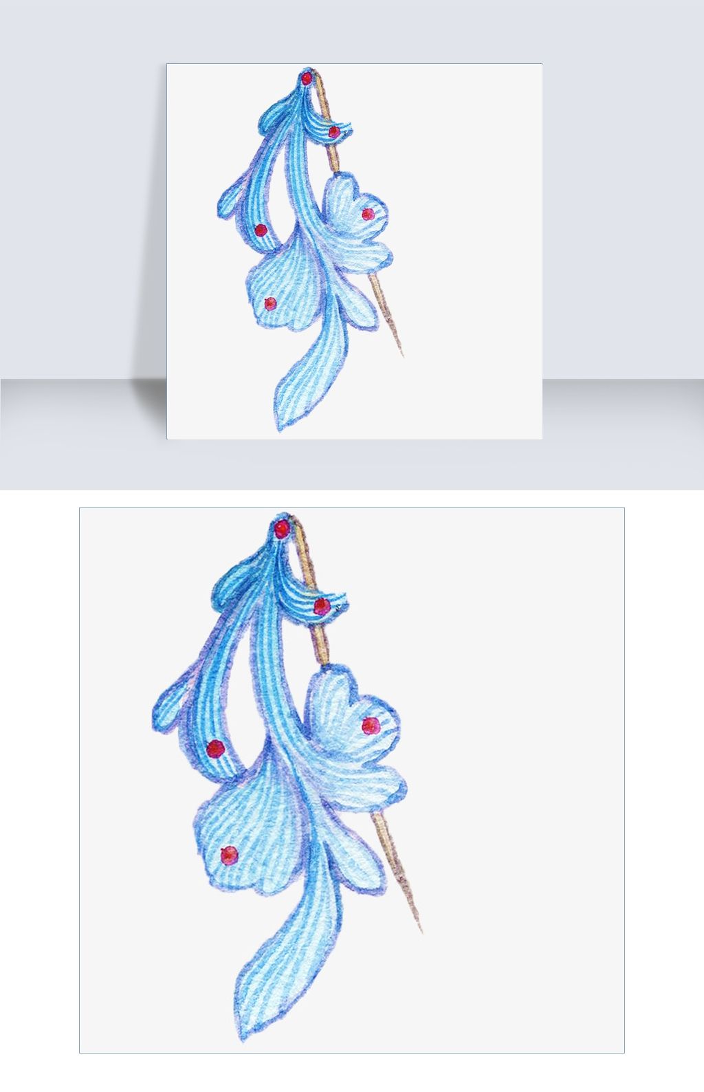 卡通手绘蓝色发簪插画