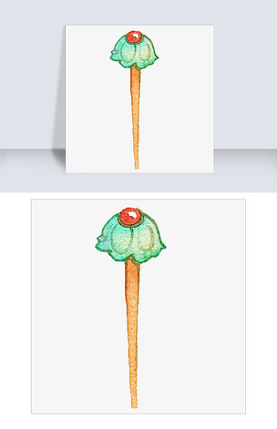 绿色玉簪卡通插画