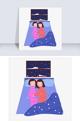 姐妹在床上互相取暖睡着