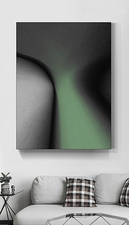 一种审美观抽象黑白绿色极简欧美艺术装饰画