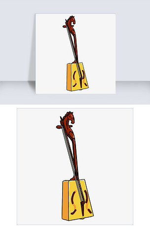 手绘黄色马头琴插画