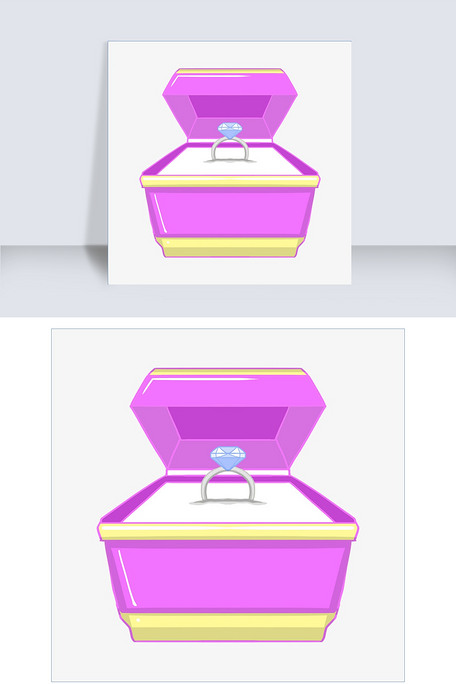 手绘钻戒首饰盒插画