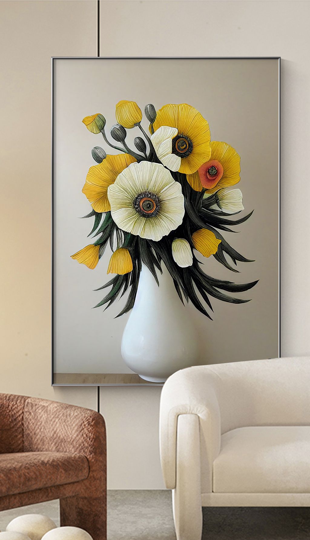 奶油风向日葵装饰画北欧ins挂画花卉壁画