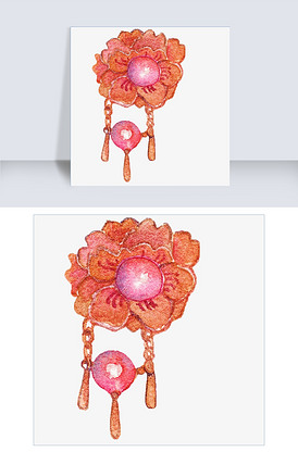 卡通黄色头花插画