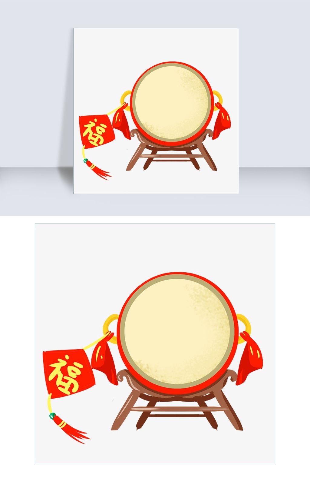 中国风喜庆锣鼓手绘插画