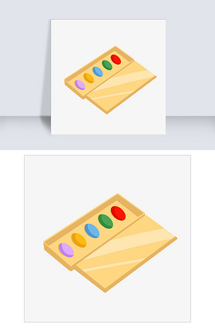 手绘彩色颜料盒插画