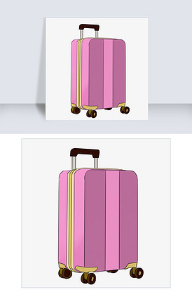 粉色卡通行李箱插画