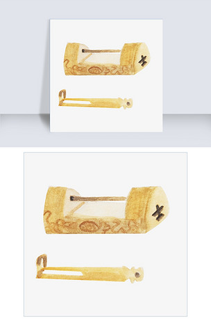 手绘卡通古代锁铁锁插画