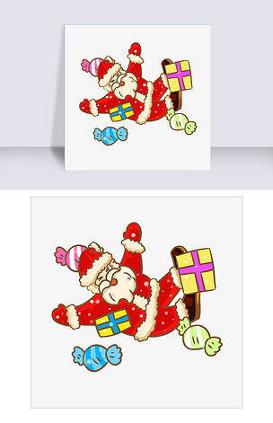 圣诞节圣诞老人礼物盒子摔倒