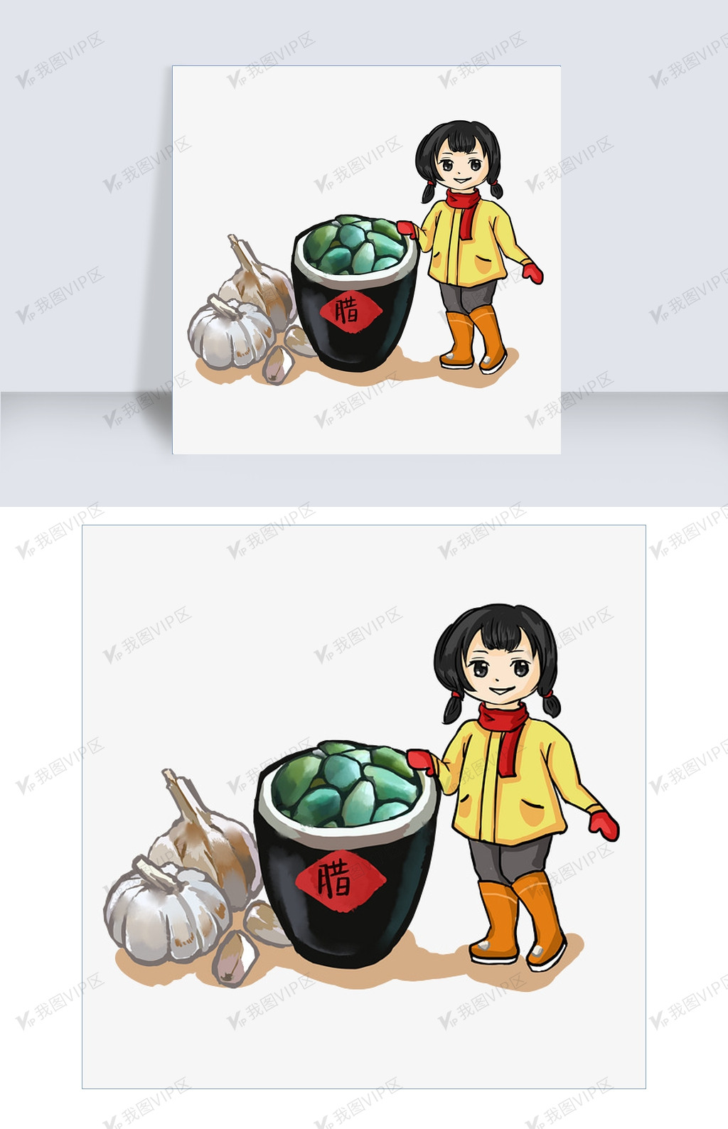 手绘腊八节腊八蒜插画