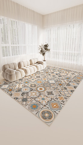 北欧现代轻奢抽象几何床边毯客厅地毯地垫