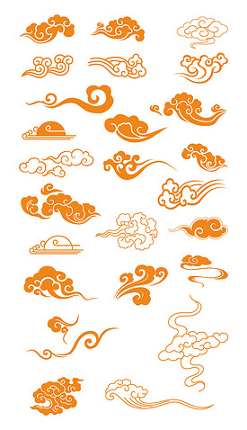 中国风中式古典祥云底纹花纹装饰图案矢量图