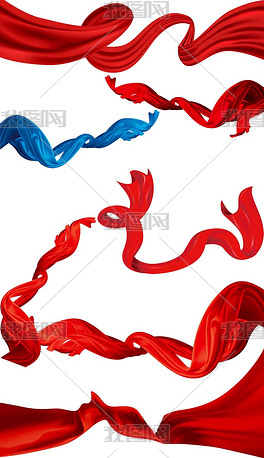 红色丝带绸缎红飘带旗帜建党免抠素材图片