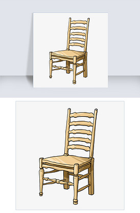 手绘竹制品椅子插画