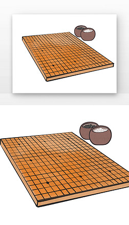 古风水墨围棋棋盘旗子元素
