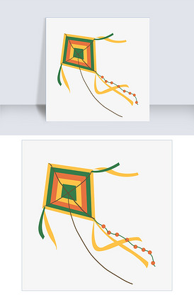 手绘方块风筝插画