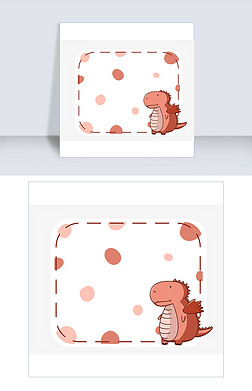 鳄鱼边框免抠元素|棕色卡通鳄鱼背景插画