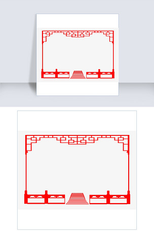 手绘栏杆剪纸边框插画