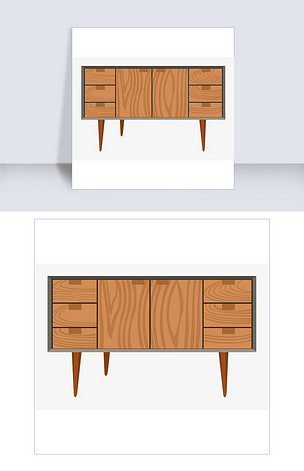 卡通木制柜子插画