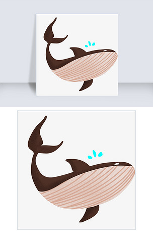 手绘棕色鲸鱼插画