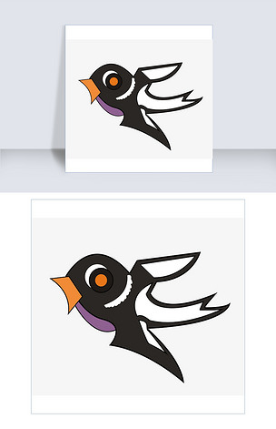 可爱的黑色小燕子插画