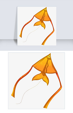 风筝鱼免抠元素|手绘鱼儿风筝插画